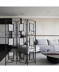 sumyeg 3-Panel Photo Frame Room Divider Screen with Antique Mirror and Candle Stick Design