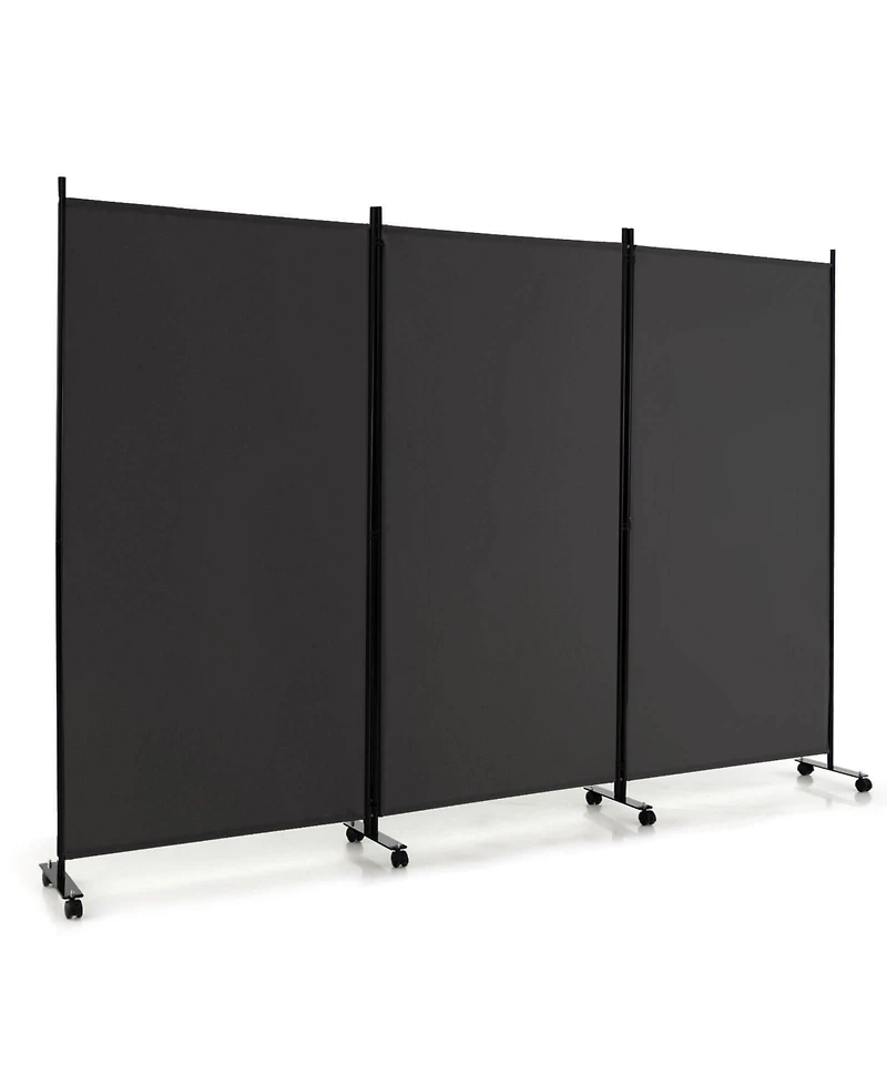 sumyeg 3-Panel Folding Room Divider with Lockable Wheels for Flexible Space Separation