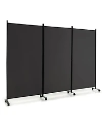 sumyeg 3-Panel Folding Room Divider with Lockable Wheels for Flexible Space Separation