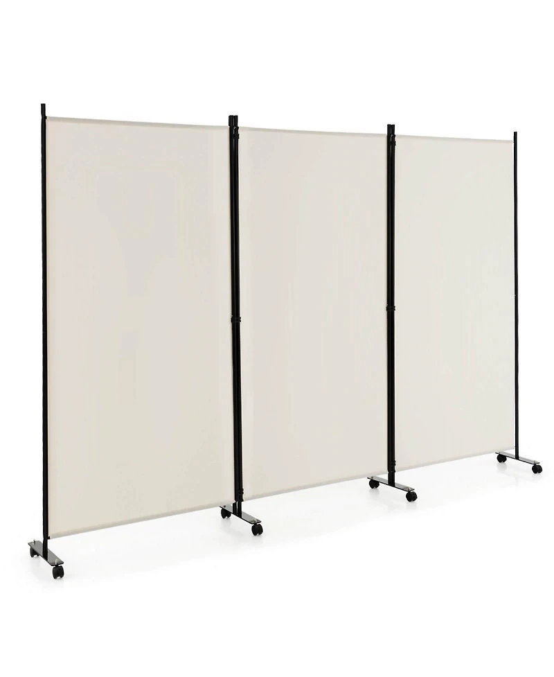 sumyeg 3-Panel Folding Room Divider with Lockable Wheels for Flexible Space Separation