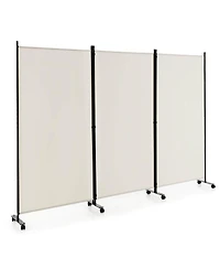 sumyeg 3-Panel Folding Room Divider with Lockable Wheels for Flexible Space Separation