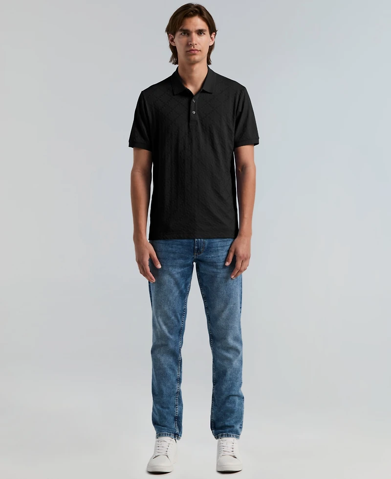 Perry Ellis Men's Jacquard Geo Texture Polo Shirt