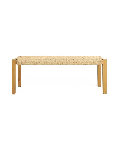 Flynama Acacia Wood and Faux Rattan Outdoor Bench