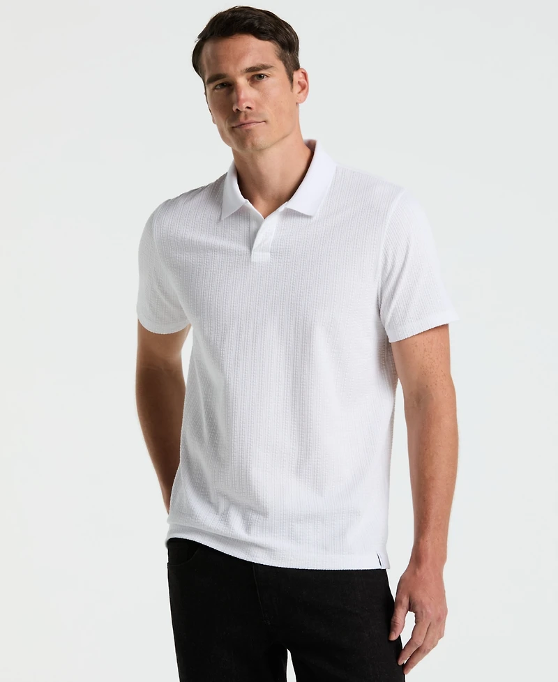 Perry Ellis Men's Short-Sleeve Seersucker Open Polo Shirt