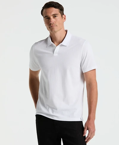 Perry Ellis Men's Short-Sleeve Seersucker Open Polo Shirt