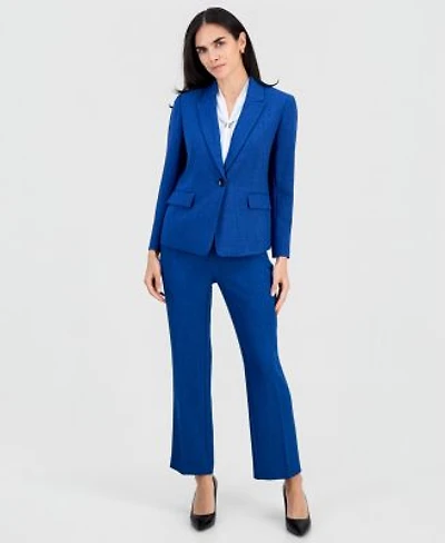 Kasper Petite Peak Lapel One Button Jacket Sleeveless Neck Tie Top Mid Rise Front Pocket Trouser Pants