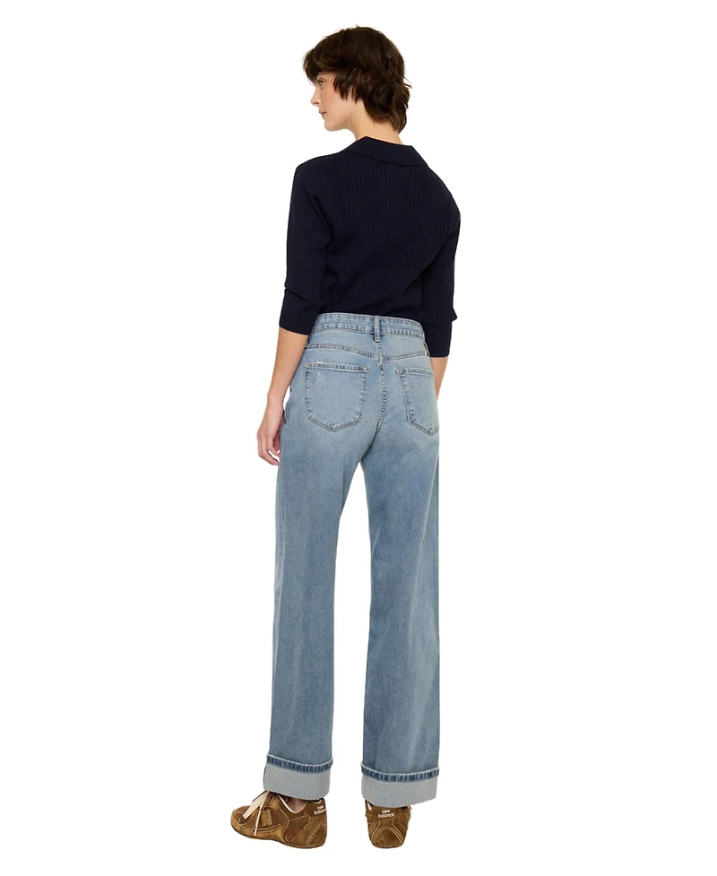 KanCan Women's Bellen Essentials High Rise Wide Leg Jeans