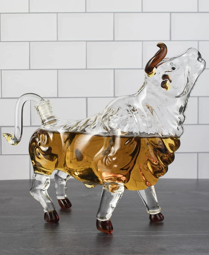 The Wine Savant Charging Bull Head Up 34 oz. Whiskey Decanter
