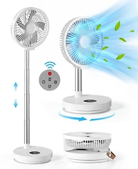 Vebreda 16 Inch Oscillating Pedestal 3-Speed Adjustable Height Fan with Remote Control-White