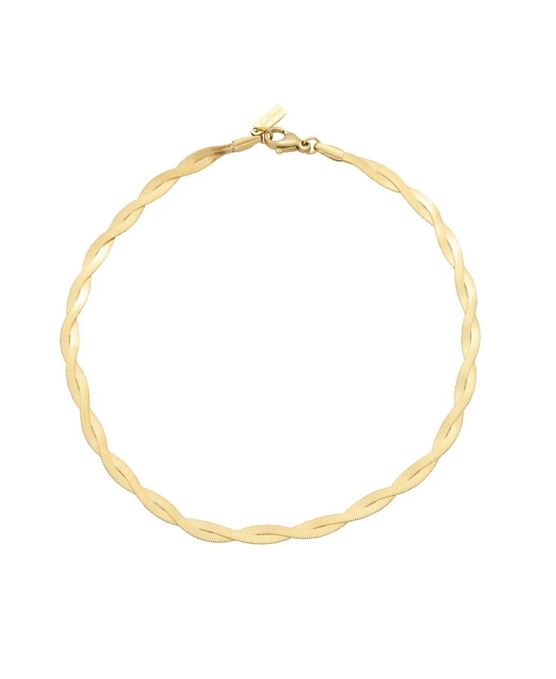 St. Moran Tarnish-Resistant 18k Braided Heringbone Chain Amina Anklet