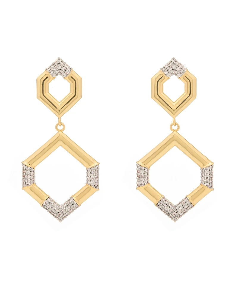 St. Moran Gold Hexagon Pave Esme Drop Earrings