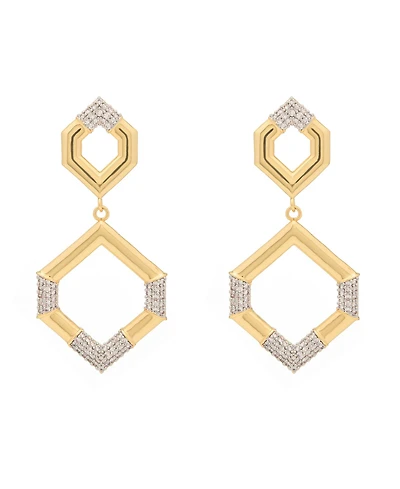 St. Moran Gold Hexagon Pave Esme Drop Earrings