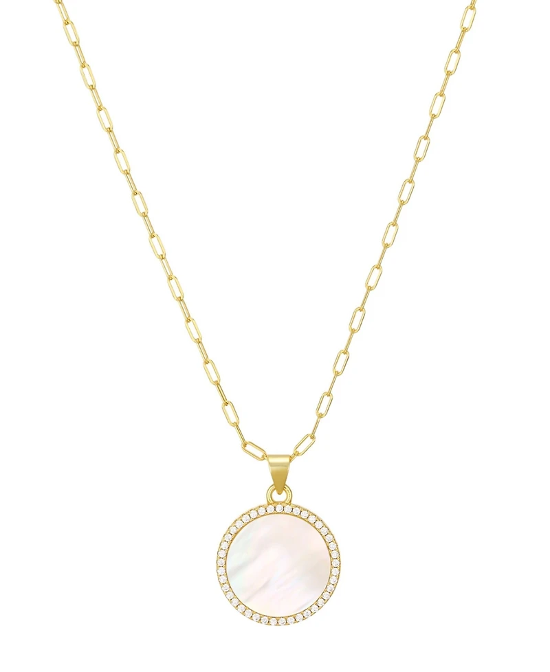 St. Moran Gold Natural Imitation Pearl Halo Serra Pendant Necklace