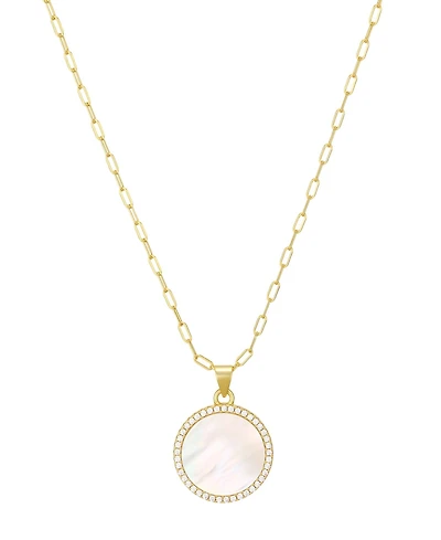 St. Moran Gold Natural Imitation Pearl Halo Serra Pendant Necklace
