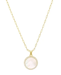 St. Moran Gold Natural Imitation Pearl Halo Serra Pendant Necklace