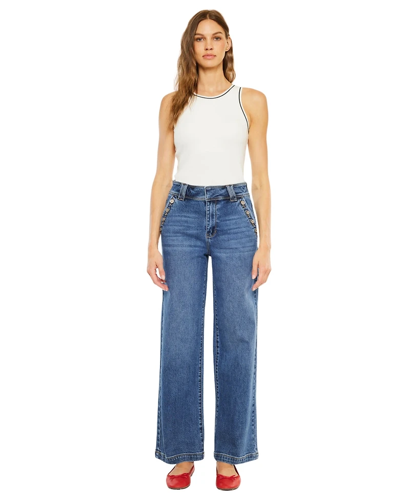 KanCan Women's Westwood Ultra High Rise Wide-Leg Jeans