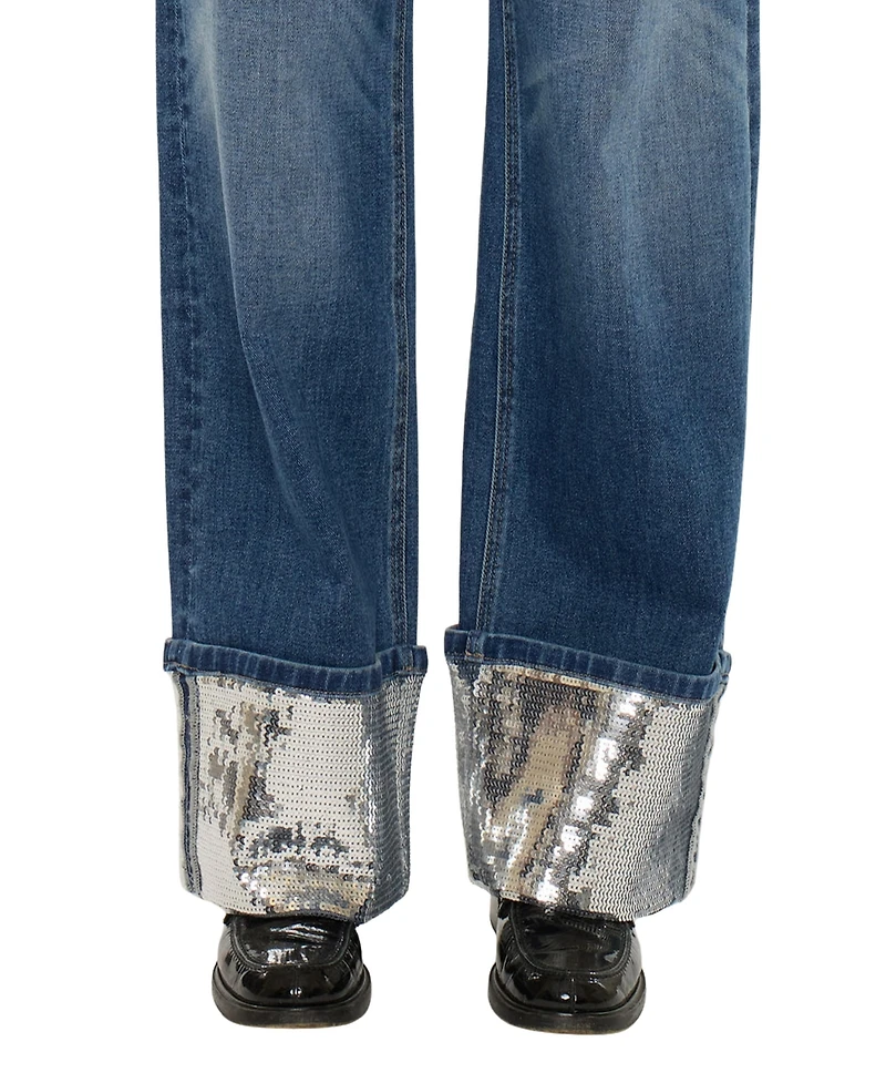 KanCan Women's Usa Juniors' Mid-Rise Wide-Leg Jeans