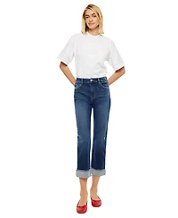 KanCan Women's High Rise Cropped Straight-Leg Jeans