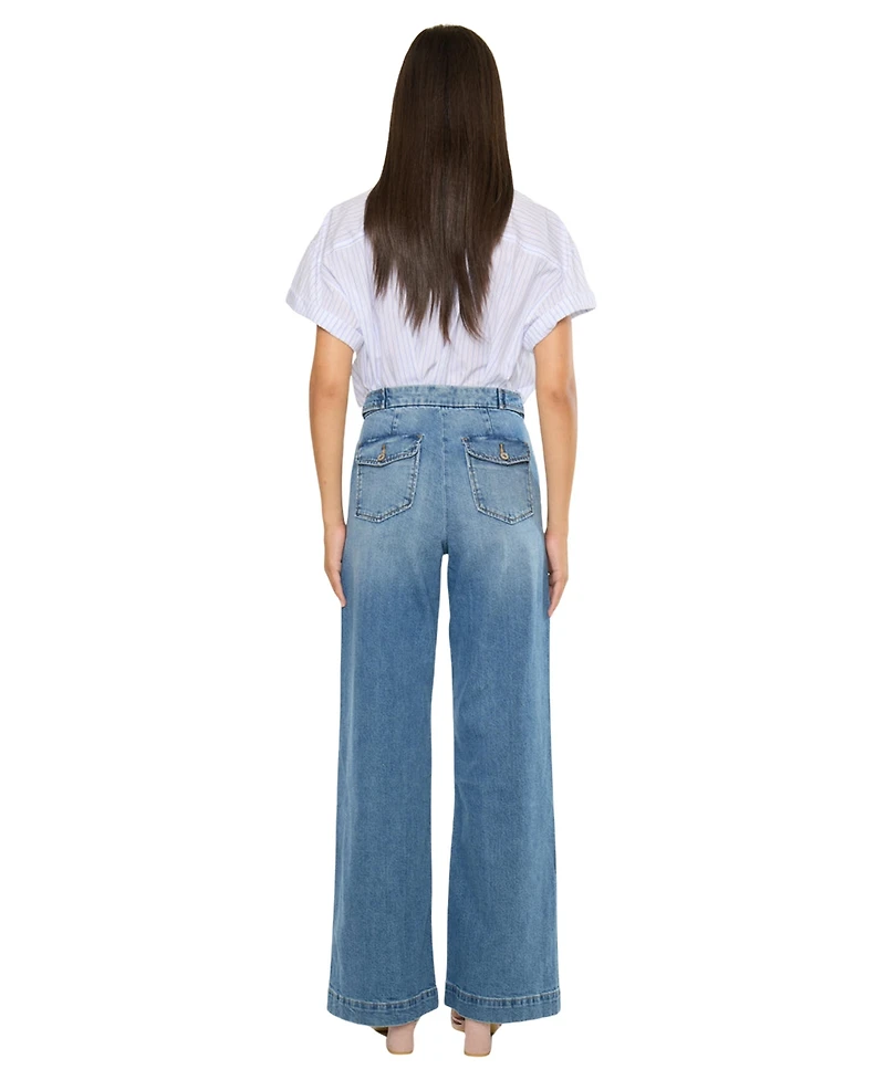 KanCan Women's Marnie Ultra High Rise Wide Leg Trouser Jeans