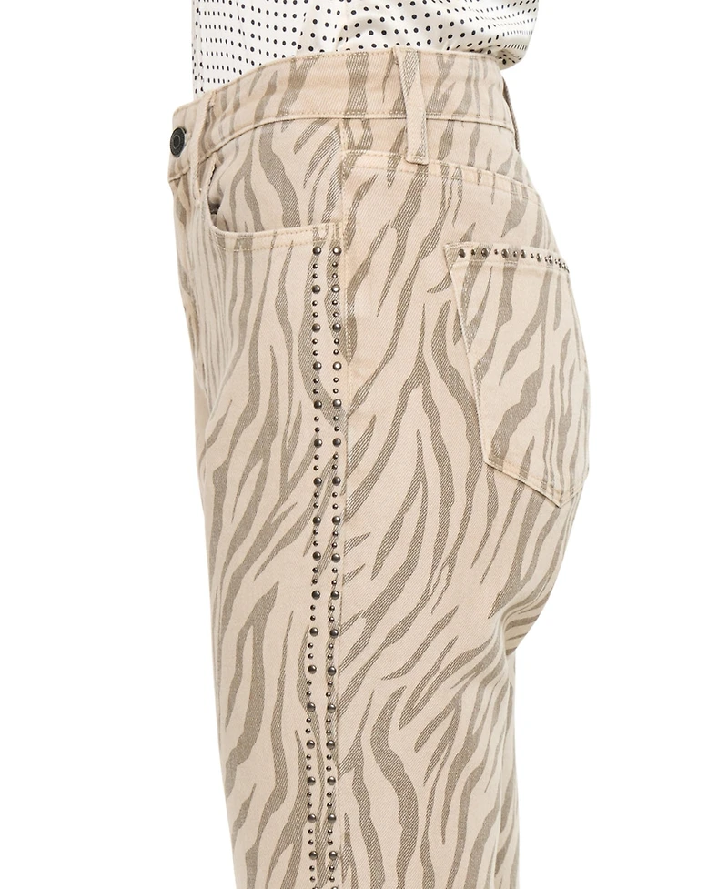 KanCan Women's Usa Juniors' High Rise Zebra Print Flare Jeans