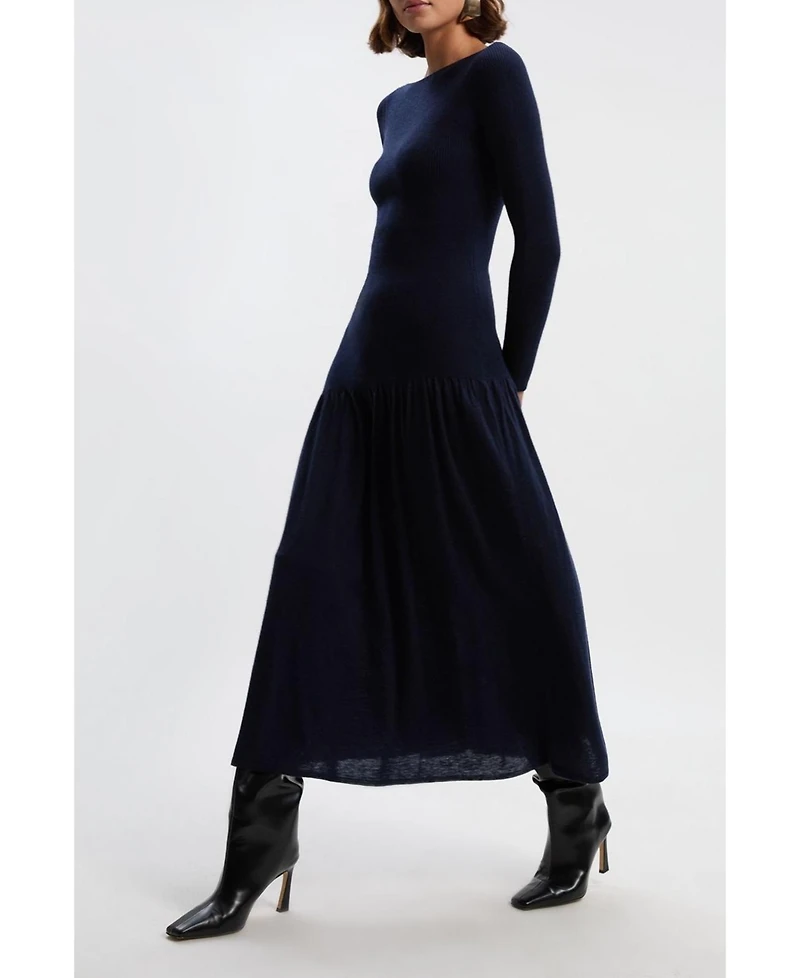 Karen Millen Women's Wool Blend Sheer Knitted Skirt Dress