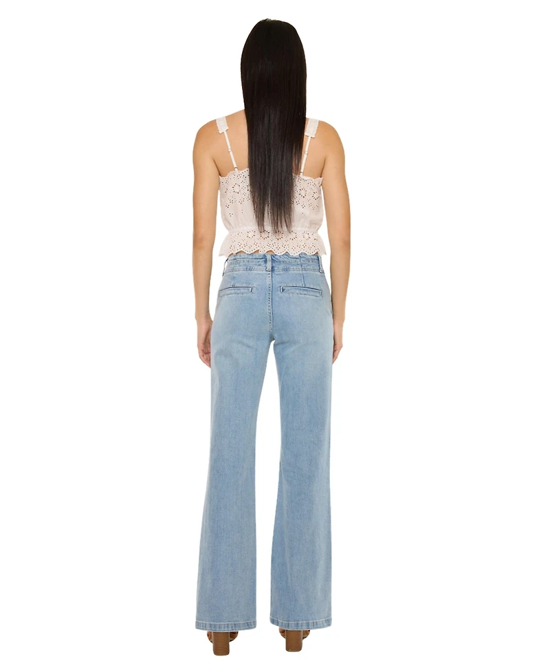KanCan Women's Islan High Rise Wide Flare Jeans