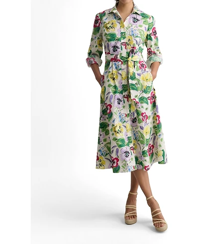 UNTUCKit Women's Stretch Cotton Floral Mariah Shirt Dress