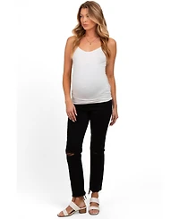 Pinkblush Maternity Black Cut Hem Open Knee Straight Leg Jeans