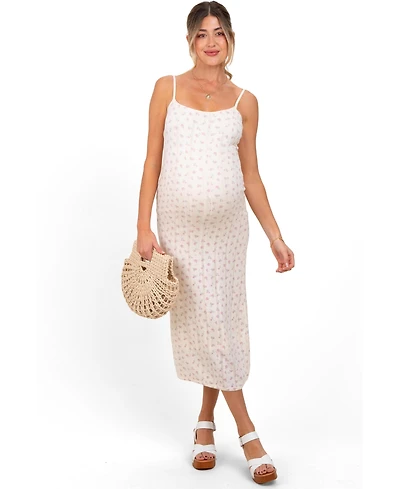 Pinkblush Maternity Ivory Floral Pointelle Knit Midi Dress