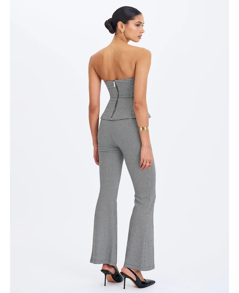 Miss Circle Women's Ulli Micro-Houndstooth Flared Pants