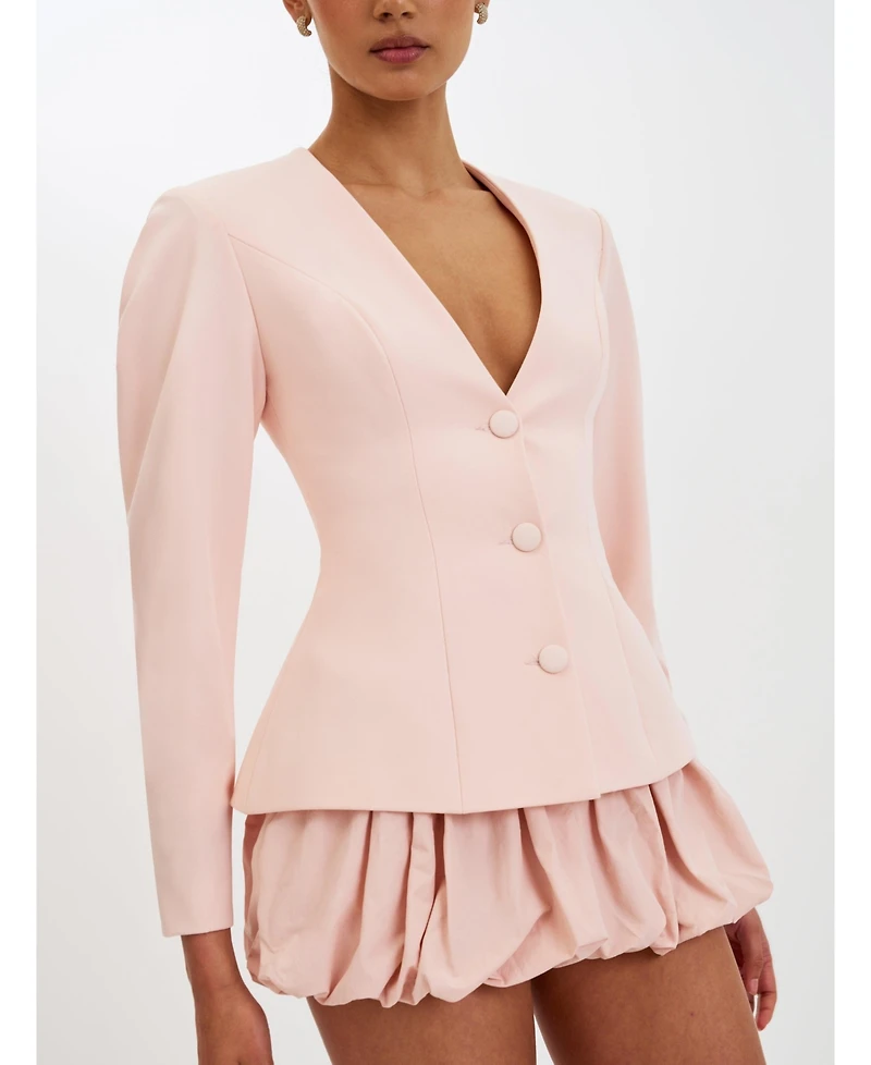 Miss Circle Women's Savannah Tulip Pink Peplum Blazer