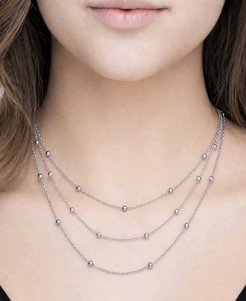 And Now This Silver Plated Beaded 18" Layered Necklace