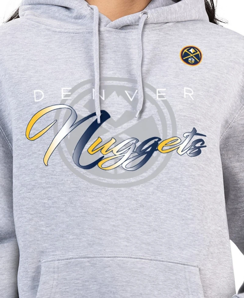 G-iii 4Her by Carl Banks Women's Gray Denver Nuggets Shadow Logo Tri-Blend Fleece Hoodie