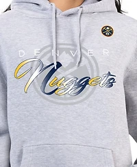 G-iii 4Her by Carl Banks Women's Gray Denver Nuggets Shadow Logo Tri-Blend Fleece Hoodie
