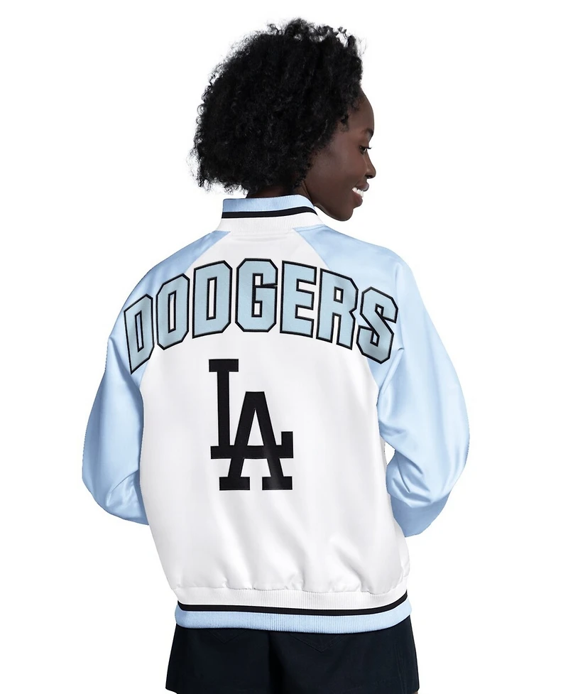 Starter Women's Light Blue/White Los Angeles Dodgers Blitz Varsity Raglan Full-Snap Satin Jacket