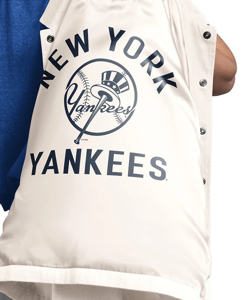 Starter Women's Cream New York Yankees Cooperstown First Down Full-Snap Coaches Jacket