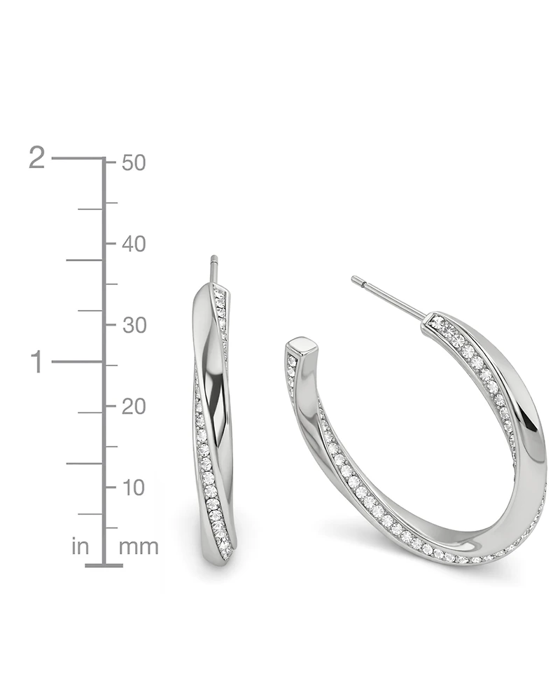 And Now This Crystal Post Tiwsted C Hoop Earrings