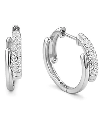 And Now This Crystal Bypass Hinged Hoop Earrings