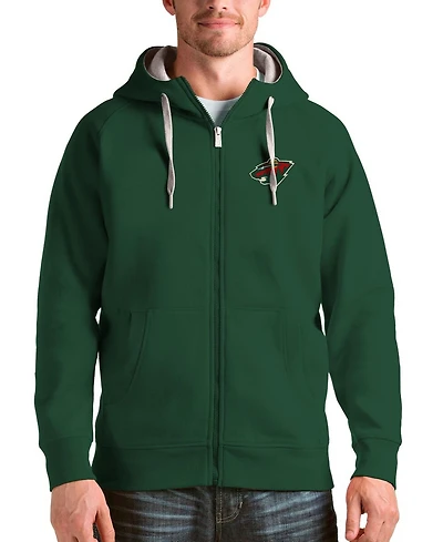 Antigua Men's Green Minnesota Wild Logo Victory Full-Zip Hoodie