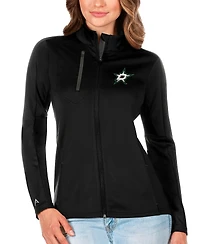 Antigua Women's Black/Charcoal Dallas Stars Generation Full-Zip Pullover Jacket