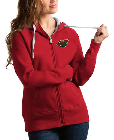 Antigua Women's Red Minnesota Wild Victory Full-Zip Hoodie