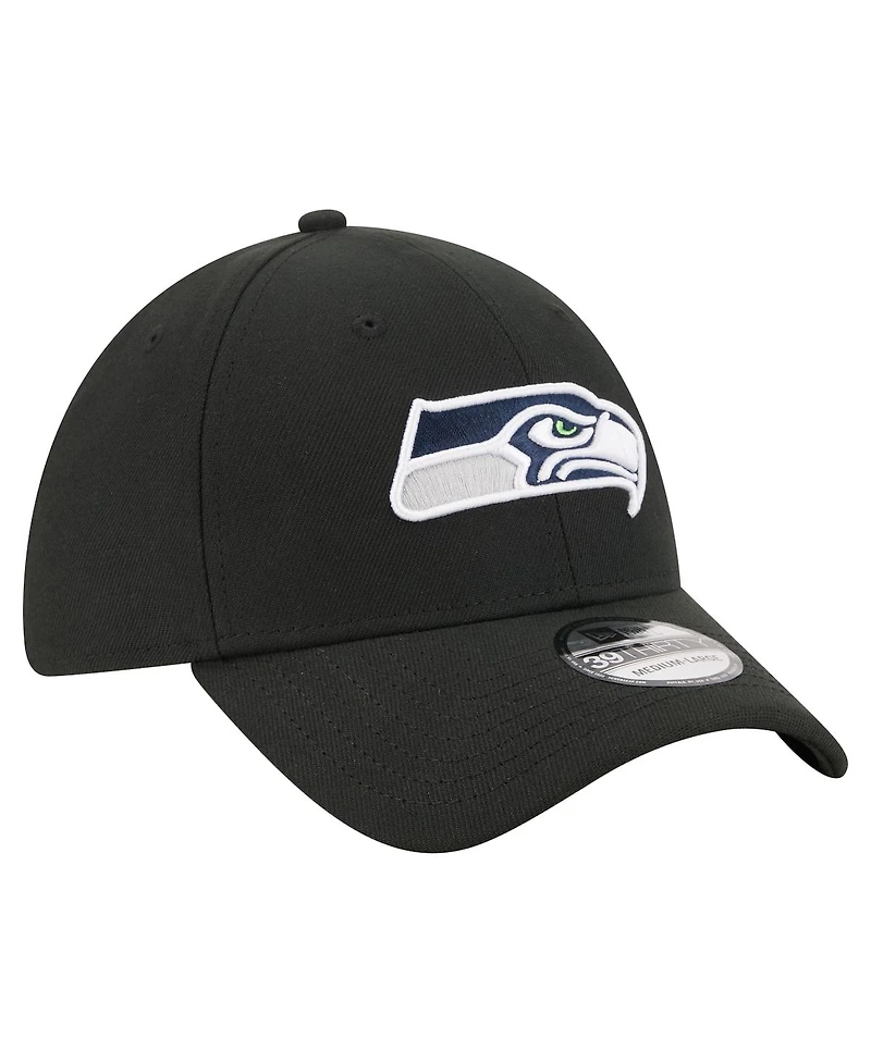New Era Men's Black Seattle Seahawks Core Team 39THIRTY Flex Hat