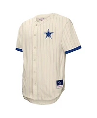 Mitchell & Ness Men's Cream Dallas Cowboys Big Tall Heavyweight Mesh Button-Up Fashion Jersey
