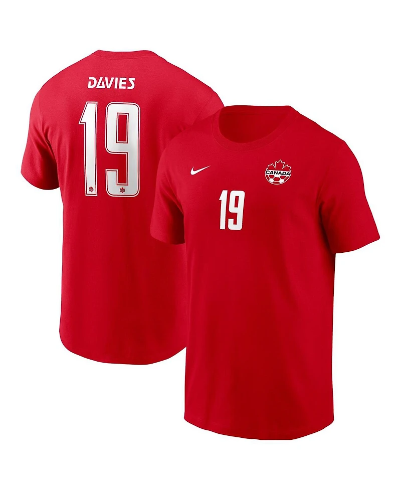 Nike Men's Alphonso Davies Red Canada Soccer Home Name & Number T-Shirt