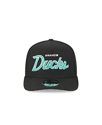 New Era Men's Black Anaheim Ducks Script A-Frame 9FIFTY Snapback Hat