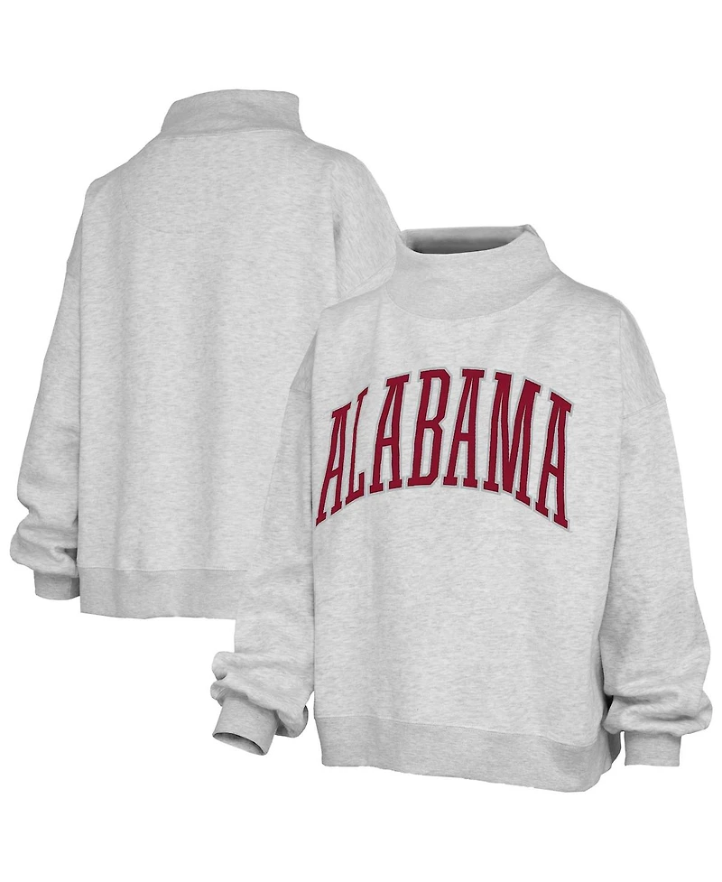 Pressbox Women's Heather Gray Alabama Crimson Tide Oversized Nelson Mock Neck Sweatshirt