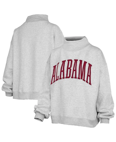 Pressbox Women's Heather Gray Alabama Crimson Tide Oversized Nelson Mock Neck Sweatshirt