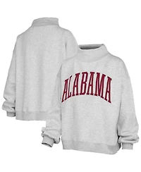 Pressbox Women's Heather Gray Alabama Crimson Tide Oversized Nelson Mock Neck Sweatshirt
