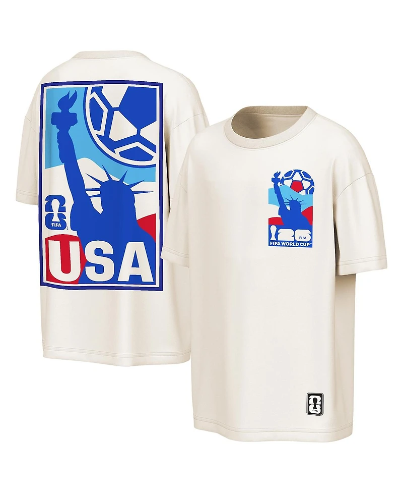 Outerstuff Men's Cream Usmnt Fifa World Cup 2026 Post Card Oversized T-Shirt