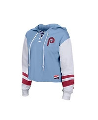 New Era Women's Light Blue Philadelphia Phillies Boxy Lace-Up Hoodie